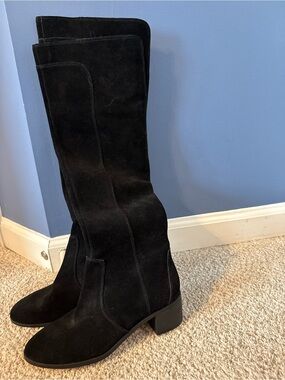 Corso Como Black Suede Knee-High Heeled Boots